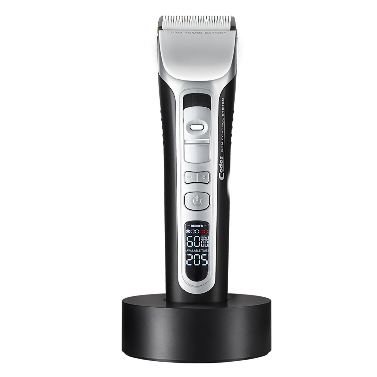 Titanium Pro Cordless Barber Clipper – LED Display + Charging Dock