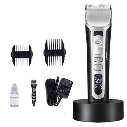 Titanium Pro Cordless Barber Clipper – LED Display + Charging Dock