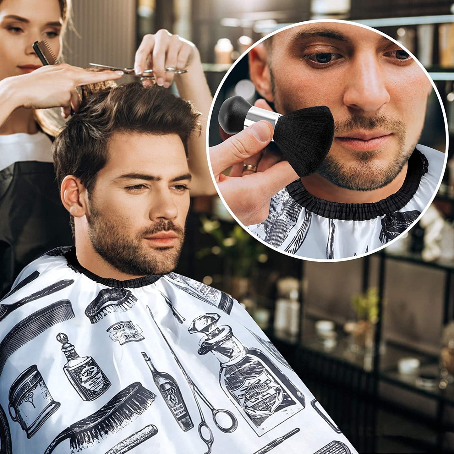 💈 Floral Pro Barber Cape + Neck Duster Set