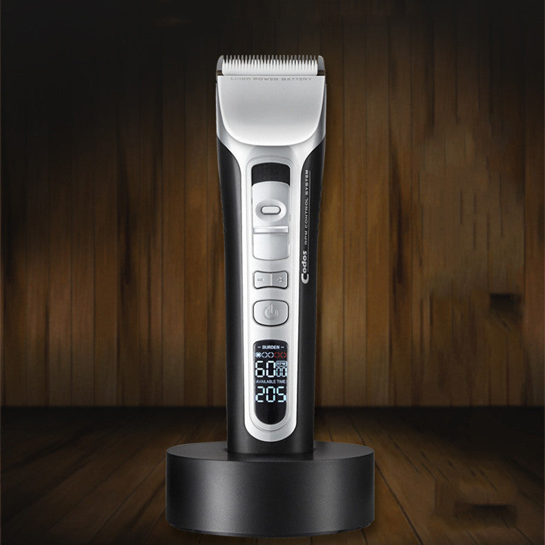 Titanium Pro Cordless Barber Clipper – LED Display + Charging Dock