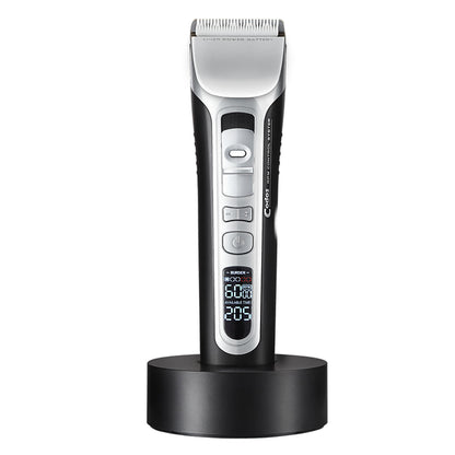 Titanium Pro Cordless Barber Clipper – LED Display + Charging Dock